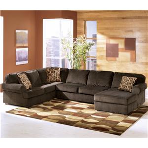 Ashley Furniture Vista - Chocolate 3-Piece Sectional with Right Chaise
